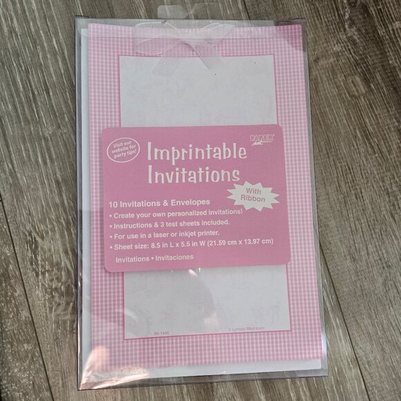 60 printable cards ribbons blank invitation greeting pink girl baby teen gingham - Picture 2 of 3